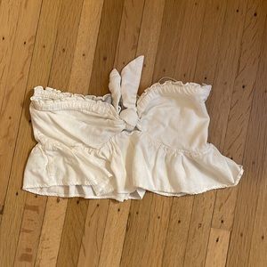 Frill Linen Summer Cropped Tube Top - Size S